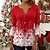 cheap Hoodies &amp; Sweatshirts-Women&#039;s Shirt Christmas Shirt Snowflake Weekend Black Light Green Red Print Button 3/4 Length Sleeve Streetwear Casual Print Round Neck Regular Fit