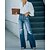 economico Cotton &amp; Linen-Per donna Jeans Jeans strappati Denim Blu Di tendenza Tasche laterali A zampa Strada Informale Lunghezza intera Media elasticità Liscio Comfort S M L XL