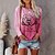 baratos Blusa-Mulheres Camisa Social Rosa Roxo Laranja Imprimir Caveiras Gato Casual Manga Longa Decote Redondo Básico Padrão S