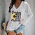 billige Hættetrøjer &amp; Sweatshirts-Dame T-shirt Hvid Lyserød Blå Trykt mønster Blomstret Bogstaver Afslappet Langærmet V-hals Basale Normal S