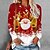 abordables T-shirts-Mujer Camiseta Camisa de Navidad Papá Noel Reno Rojo Estampado Manga Larga Navidad Fin de semana Básico Navidad Escote Redondo Ajuste regular Otoño invierno