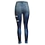 baratos Cotton &amp; Linen-Mulheres Jeans Jeans angustiado Comprimento total Denim Bolsos laterais Com Corte Micro-Elástica Moda Rua Casual Azul S M