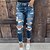 cheap Cotton &amp; Linen-Women&#039;s Jeans Distressed Jeans Full Length Denim Side Pockets Cut Out Micro-elastic Fashion Street Casual Blue S M