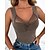 preiswerte Tanktops-Damen Tank Top Camis Schwarz Rote Braun Glatt Casual Ärmellos V Ausschnitt Basic Vlies Standard Fleece-Futter XL