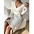 cheap Casual Dresses-Women&#039;s Sweater Dress Winter Dress White Dress Midi Dress White Pure Color Long Sleeve Winter Fall Autumn Knit Stylish V Neck Winter Dress Weekend Fall Dress 2022 S M L XL 2XL 3XL