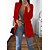 billige Women&#039;s Coats &amp; Jackets-Dame Blazer Helfarge Lomme Elegant og moderne Langermet Frakk Vår Høst Avslappet Åpen Forside Normal Jakker Vin