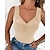 cheap Tank Tops-Women&#039;s Tank Top Camis Black Red Brown Plain Casual Sleeveless V Neck Basic Fleece Regular Fleece lined XL