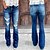 billige Cotton &amp; Linen-kvinders lave jeans bootcut nødlidende denim-sidelommer i fuld længde baggy mikroelastisk højtaljet mode afslappet arbejde street blue s m fall&amp;amp; vinter