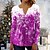 cheap Tops &amp; Blouses-Women&#039;s Shirt Henley Shirt Snowflake Weekend Black Pink Red Print Button 3/4 Length Sleeve Streetwear Tunic Round Neck Regular Fit