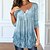 cheap Tops &amp; Blouses-Women&#039;s T shirt Tee Pink Blue Purple Button Flowing tunic Graphic Snowflake Daily Weekend Long Sleeve Round Neck Basic Regular Floral Painting S