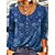 abordables Tee-shirt-Femme Grande Taille T shirt Tee Géométrique Rouge Bleu Violet Imprimer manche longue Intérieur Casual du quotidien basique Col en U Ample Automne hiver