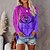 cheap Women&#039;s Blouses-Women&#039;s Shirt Pink Purple Orange Print Skull Cat Casual Long Sleeve Round Neck Basic Regular S