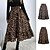cheap Skirts-Women&#039;s Skirt Work Skirts Long Skirt Midi Skirts Ruffle Print Leopard Maillard Daily Casual Daily Spring &amp; Summer Chiffon Polyester Fashion Summer Brown Grey