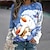 preiswerte Kapuzenpullis &amp; Sweatshirts-Weihnachts-Sweatshirt Damen Sweatshirt Pullover Zur Seite fahren Katze Rentier 3D Aktiv Strassenmode Weihnachten Bedruckt Kastanienbraun Schwarz Weiß Weihnachts Geschenke Weihnachten
