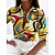 baratos Tops &amp; Blouses-Mulheres Camisa Social Blusa Bloco de cor Abstrato Amarelo Imprimir Manga Longa Trabalho Casual Diário Elegante Colarinho de Camisa Forma Assenta Primavera Outono