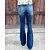 billige Cotton &amp; Linen-dame jeans bootcut distressed full lengde denim sidelommer baggy mikroelastisk høy midje mote uformelt arbeid street blue s m fall&amp;amp; vinter