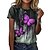 baratos Super Sale-Mulheres Camiseta Brilhante figura 1 Figura 3 Figura II Borboleta Diário Verão
