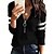 cheap Women&#039;s Hoodies &amp; Sweatshirts-Women&#039;s Blouse Zip Up Striped Solid / Plain Color Spring &amp;  Fall Regular Black White Blue Brown Dark Grey