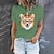 billige T-shirts-Dame T skjorte Grønn Svart Rosa Trykt mønster Grafisk Hund Daglig Ferie Kortermet Rund hals Grunnleggende 100 % bomull Normal Maling S