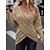 economico Maglioni-Per donna Pullover Maglione A V Uncinetto Maglia Fil di lana Lavorato a maglia Autunno Inverno Corto Giornaliero Per eventi Moda Informale Manica lunga Colore puro Maillard Cachi S M L