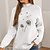 cheap Sweaters-Women&#039;s Pullover Sweater jumper Jumper Ribbed Knit Knitted Stand Collar Floral Outdoor Daily Stylish Casual Winter Fall Gray White S M L / Long Sleeve / Regular Fit / Going out