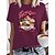 cheap T-Shirts-Women&#039;s T shirt Tee Black White Wine Print Graphic Letter Daily Holiday Short Sleeve Round Neck Basic 100% Cotton Regular Painting S