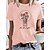 preiswerte T-shirts-Damen T Shirt Grün Weiß Rosa Bedruckt Graphic Blumen Täglich Festtage Kurzarm Rundhalsausschnitt Basic 100% Baumwolle Standard Farbe S
