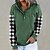 cheap Hoodies &amp; Sweatshirts-Women&#039;s Hoodie Sweatshirt Pullover Button Front Pocket Basic Black Red Green Plaid Casual Long Sleeve Hoodie