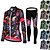 cheap Cycling Clothing-Women&#039;s Long Sleeve Cycling Jersey with Tights Winter Mesh Lycra Polyester Purple Yellow Black Floral Botanical Bike Jersey Tights UV Resistant 3D Pad Quick Dry Breathable Reflective Strips Sports