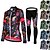 abordables Ropa de ciclismo-Mujer Manga Larga Maillot de Ciclismo con Mallas Invierno Malla Licra Poliéster Morado Amarillo Negro Flores Botánica Bicicleta Camiseta / Maillot Medias / Mallas Largas Resistente a los rayos UV