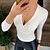abordables Tops &amp; Blouses-Mujer Camisa Blusa Negro Blanco Amarillo Plano Casual Manga Larga Escote en Pico Básico Regular S