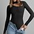 economico Bodysuit-Per donna Body Nero Beige Bianco Tagliato Liscio Informale Manica lunga Collo alto Essenziale S