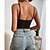cheap Tops &amp; Blouses-Women&#039;s Bodysuit Black Brown Mesh Plain Beach Sleeveless V Neck Sexy S
