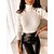 abordables Tops &amp; Blouses-Mujer Camisa Blusa Negro Blanco Color Caquí Botón Plano Casual Manga Larga Cuello Alto Básico Regular S