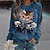 cheap Hoodies &amp; Sweatshirts-Women&#039;s Sweatshirt Pullover Basic Blue Cat Street Casual Round Neck Long Sleeve Top Micro-elastic Fall &amp; Winter