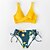 billige Bikini-Dame Badetøj Bikini 2 stk Normal badedragt Blomst Åben Ryg Printer fold over Gul Lys pink Mørkegrøn Orange Grøn V-strop Tanktop Badedragter Ferie Mode Sexet