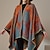 cheap Cardigans-Women&#039;s Shirt Shrugs Silver Black Pink Print Graphic Casual Weekend Long Sleeve V Neck Ponchos Capes Regular Loose Fit One-Size