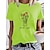 baratos T-shirts-Mulheres Camiseta Verde Branco Rosa Imprimir Gráfico Floral Diário Feriado Manga Curta Decote Redondo Básico 100% Algodão Padrão Pintura S
