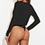 cheap Bodysuit-Women&#039;s Bodysuit Undershirt Plain Black White Long Sleeve Casual Basic V Neck Regular Fit Fall &amp; Winter