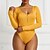 cheap Bodysuit-Women&#039;s Bodysuit Plain Black White Yellow Quarter Zip Long Sleeve Casual Basic U Neck Half Zip Bodycon Fall &amp; Winter