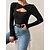 cheap Tops &amp; Blouses-Women&#039;s Shirt Blouse Black White Pink Cut Out Plain Casual Long Sleeve V Neck Basic Regular S