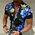 abordables Men's Printed Shirts-Hombre Floral Graphic Flores tropicales Camisa camisa hawaiana Manga Corta Camisa Cuello Vuelto Design Casual Exterior Fiesta Casual Azul Piscina Negro / Rojo Morado S M L