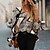 cheap Tops &amp; Blouses-Women&#039;s Shirt Blouse khaki Print Leopard Casual Long Sleeve V Neck Basic Regular Batwing Sleeve S