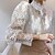 cheap Tops &amp; Blouses-Women&#039;s Lace Shirt Shirt Blouse White Eyelet Tops Cotton Plain White Lace Button Long Sleeve Casual Basic Standing Collar Regular Fit Spring Fall
