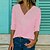 abordables Tops &amp; Blouses-Mujer Camiseta Azul Piscina Rosa Blanco Plano Casual Fin de semana Manga Larga Escote en Pico Básico Regular S