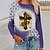 cheap Tops &amp; Blouses-Women&#039;s T shirt Tee Green Blue Purple Print Leopard Sunflower Holiday Weekend Long Sleeve Round Neck Basic Regular Floral Painting S