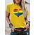 cheap T-Shirts-Women&#039;s T shirt Tee Black White Yellow Print Graphic Heart Daily Holiday Short Sleeve Round Neck Basic 100% Cotton Regular Painting S