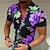 abordables Men's Printed Shirts-Hombre Floral Graphic Flores tropicales Camisa camisa hawaiana Manga Corta Camisa Cuello Vuelto Design Casual Exterior Fiesta Casual Azul Piscina Negro / Rojo Morado S M L