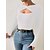baratos Tops &amp; Blouses-Mulheres Camisa Social Blusa Preto Branco Rosa Com Corte Tecido Casual Manga Longa Decote V Básico Padrão S