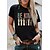 economico T-shirts-Per donna maglietta Nero Bianco Vino Stampa Pop art Alfabetico Giornaliero Per eventi Manica corta Rotonda Essenziale 100% cotone Standard Pittura S